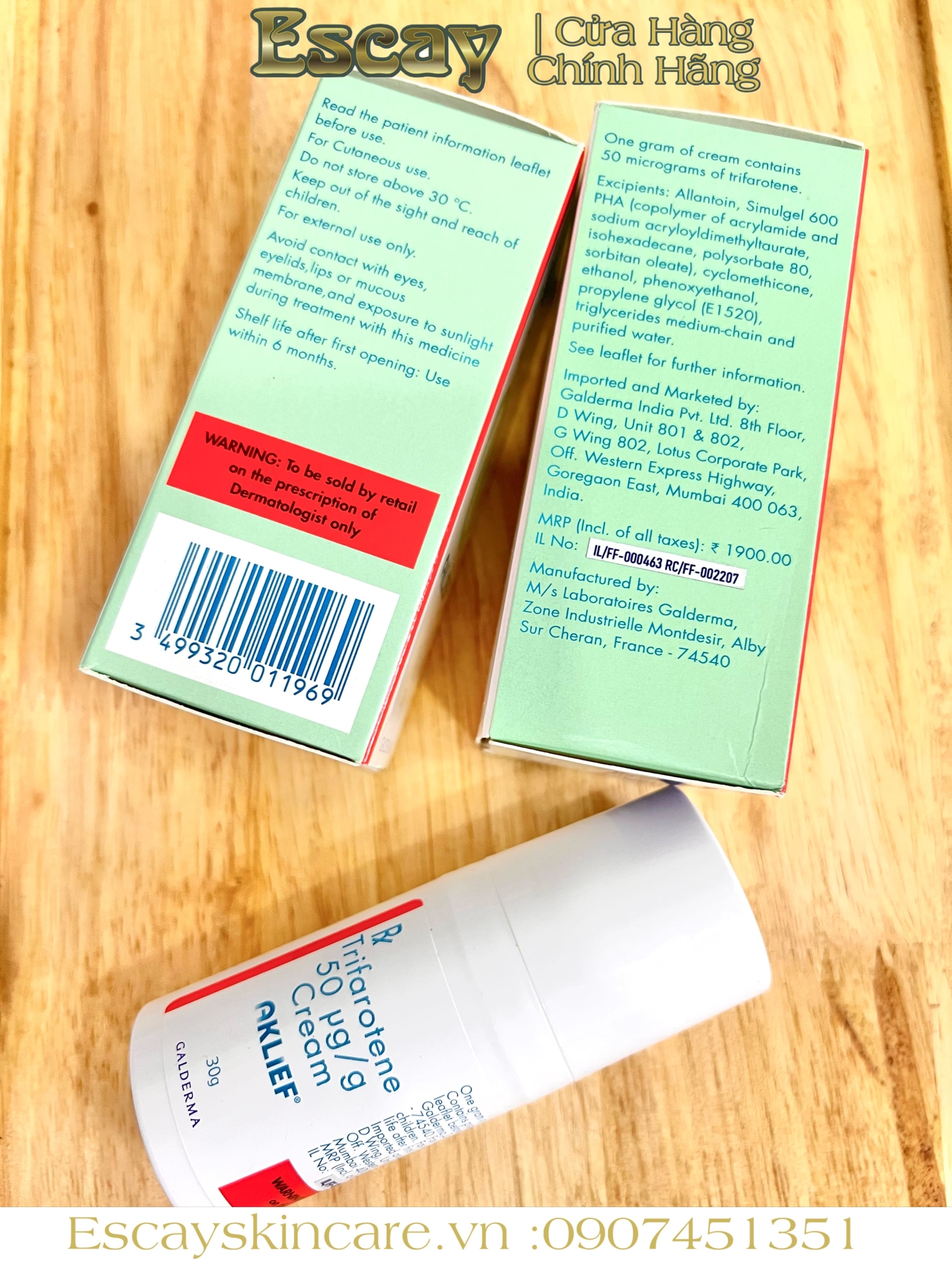 Aklief Trifarotene Cream dùng cho da mụn da lão hóa -30g