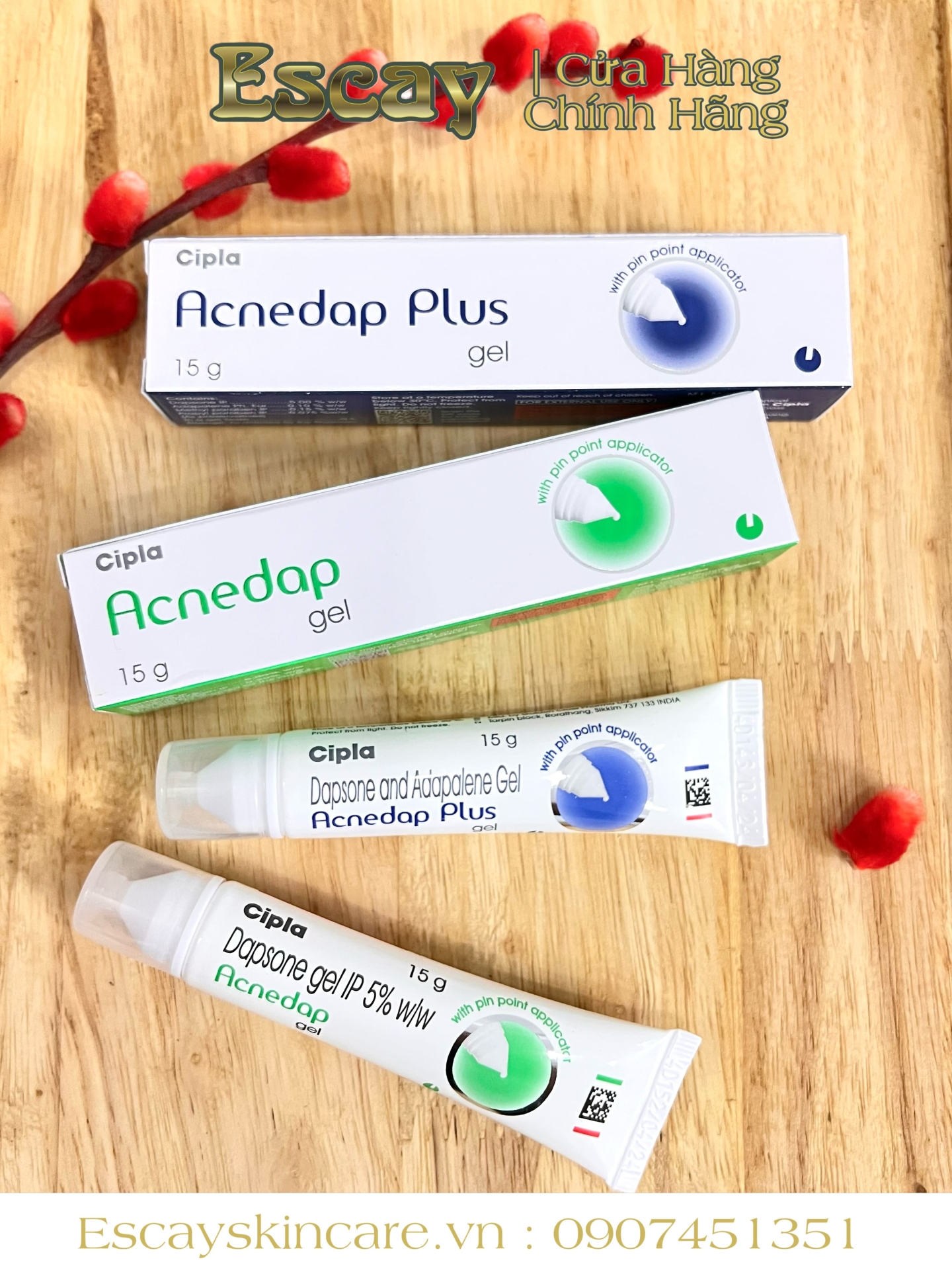 Acnedap Dapsone 5% Plus - Dapsone IP 5% + adapalene 0.1% giúp trị mụn