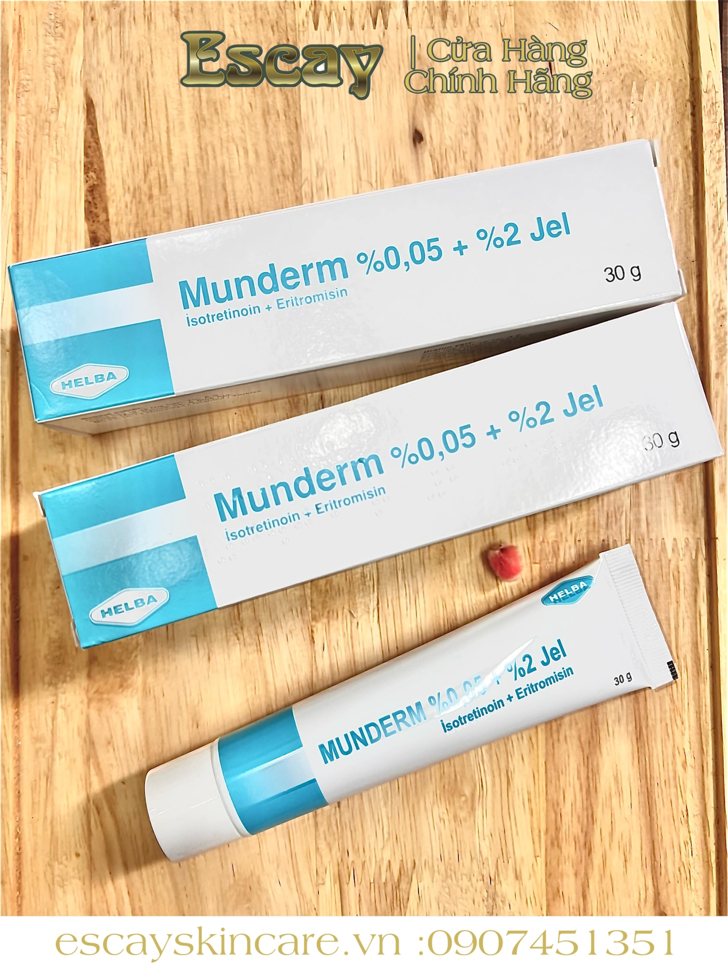 Munderm Jel giảm mụn trứng cá - mụn đầu đen - mụn nhọt - kiềm soát da nhờn