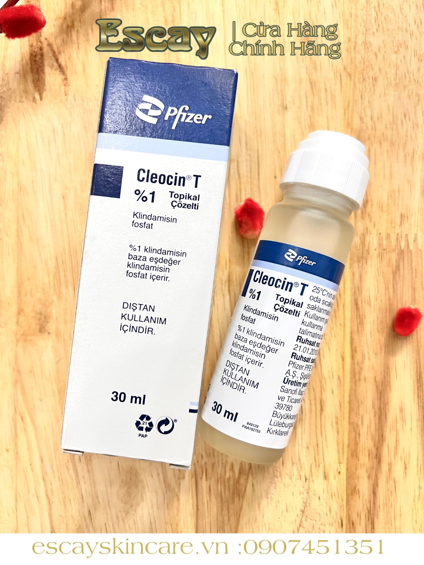 Cleocin T 1% Pfizer trị mụn 30ml