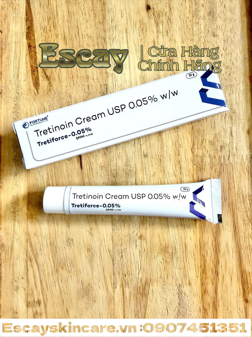 Tretiforce Tretinoin cream trị mụn trứng cá, giảm nếp nhăn, làm mờ vết thâm và sạm