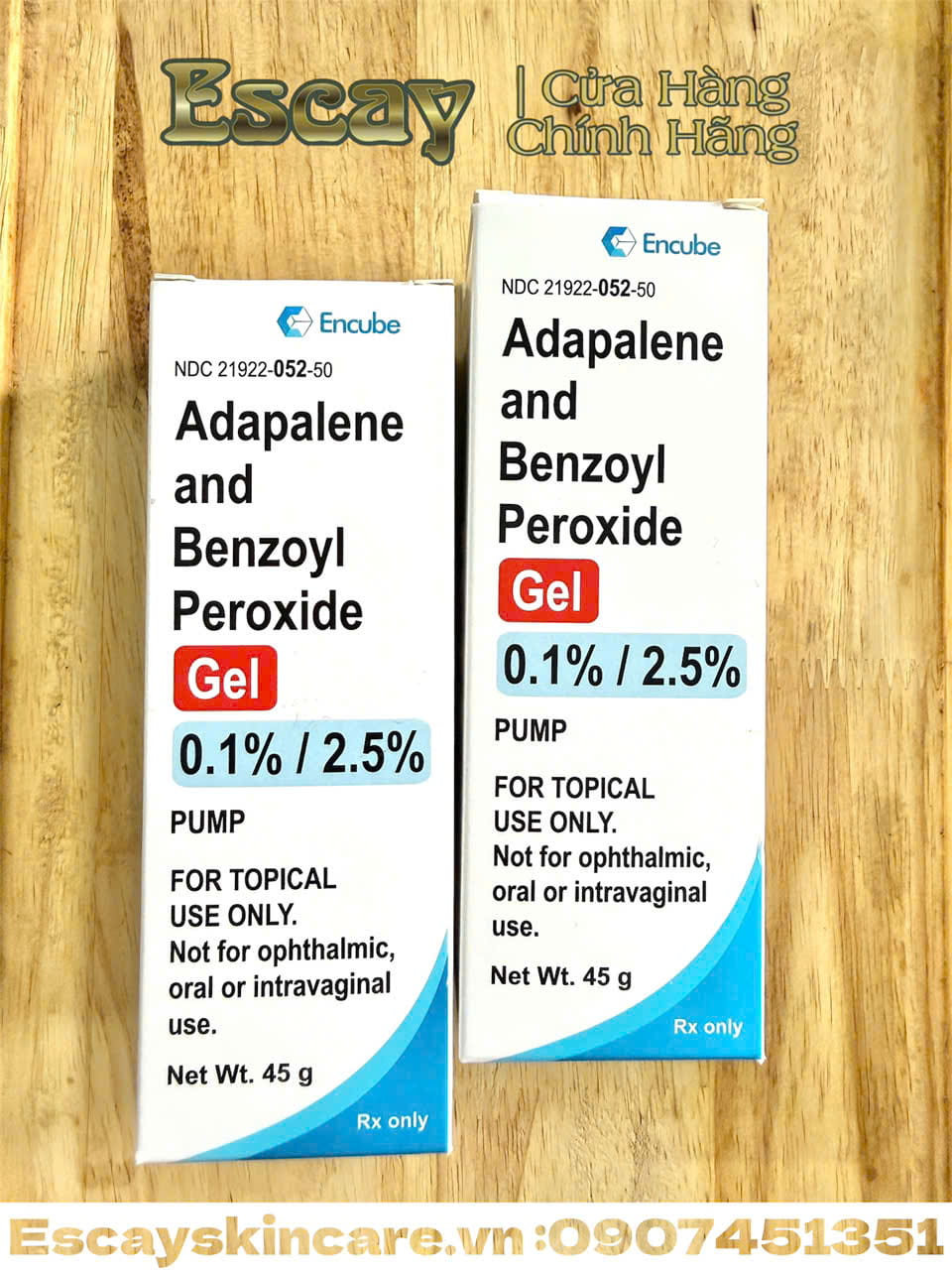 Encube gel trị mụn Adapalene và Benzoyl Peroxide Gel (0.1% / 2.5%) MỸ - 45g