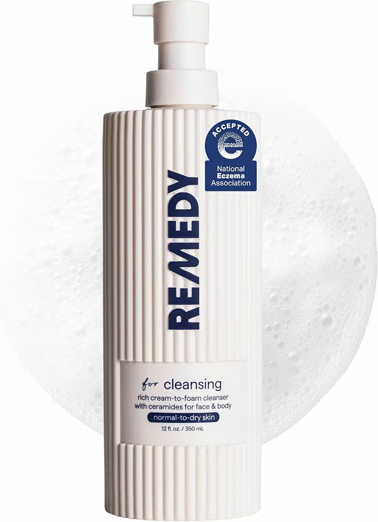 Remedy Mỹ Sữa rửa mặt dạng kem chuyển thành bọt với Ceramides, Glycerin và Panthenol | Sữa rửa mặt dưỡng ẩm cho da thường đến da khô ( 350ml )