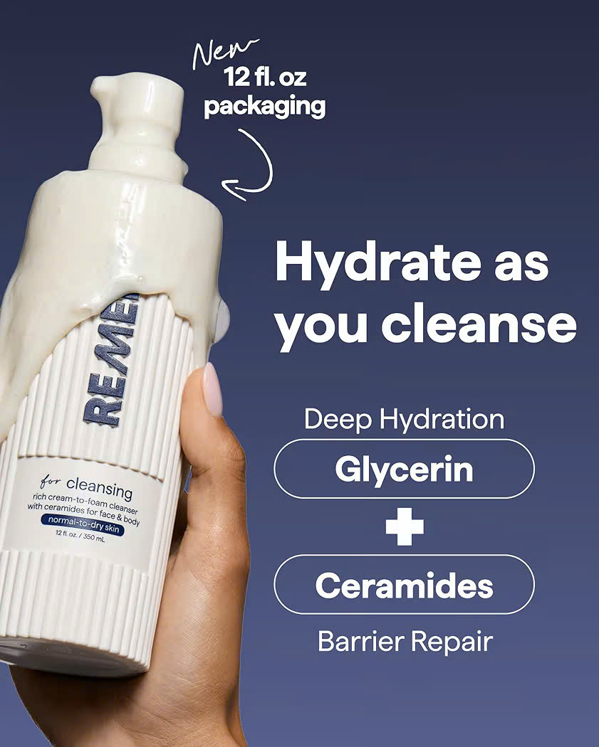 Remedy Mỹ Sữa rửa mặt dạng kem chuyển thành bọt với Ceramides, Glycerin và Panthenol | Sữa rửa mặt dưỡng ẩm cho da thường đến da khô ( 350ml )