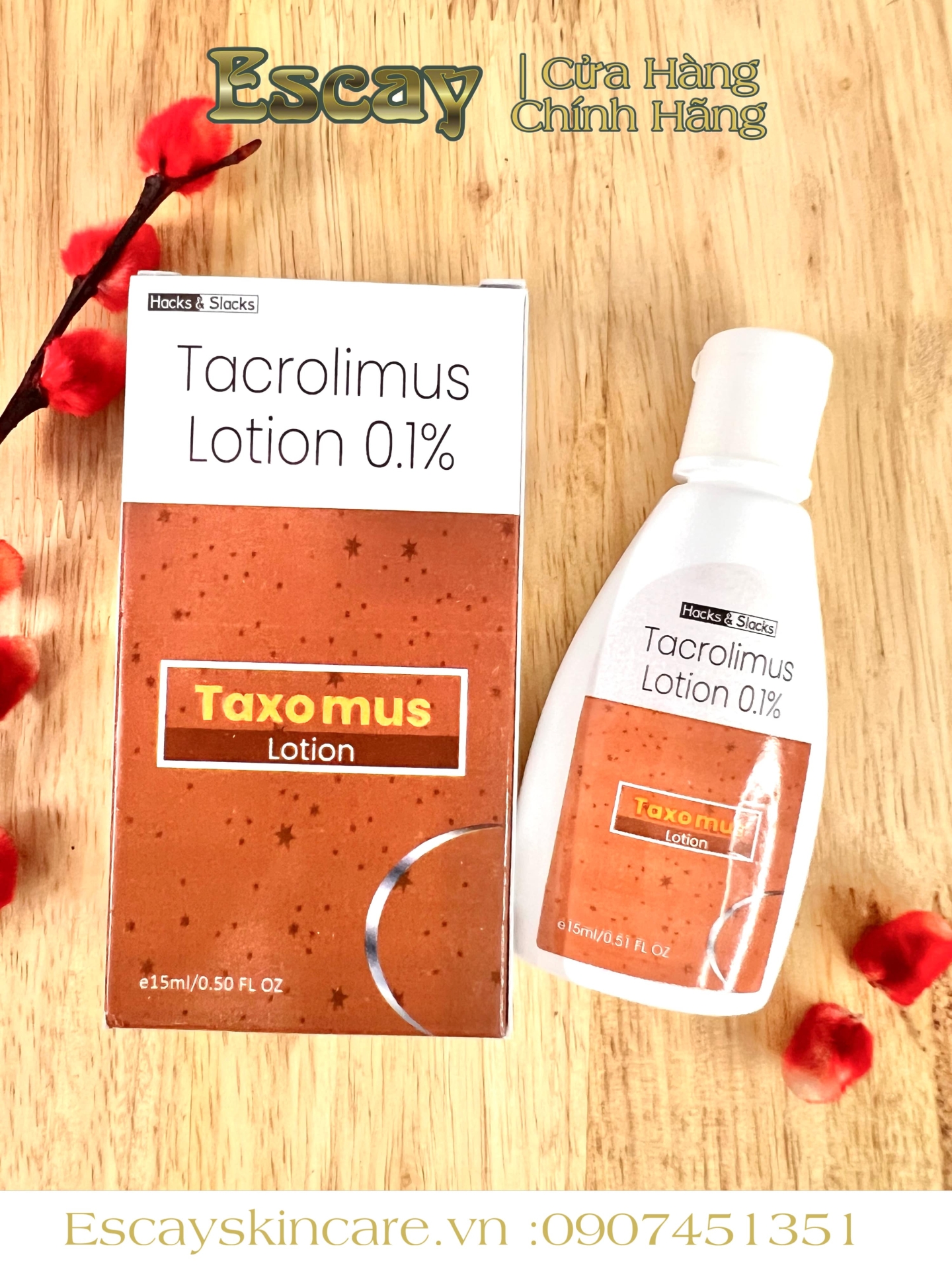 Taxomus Tacrolimus 0.1% lotion hỗ trợ viêm da dị ứng, viêm da tiếp xúc 15ml