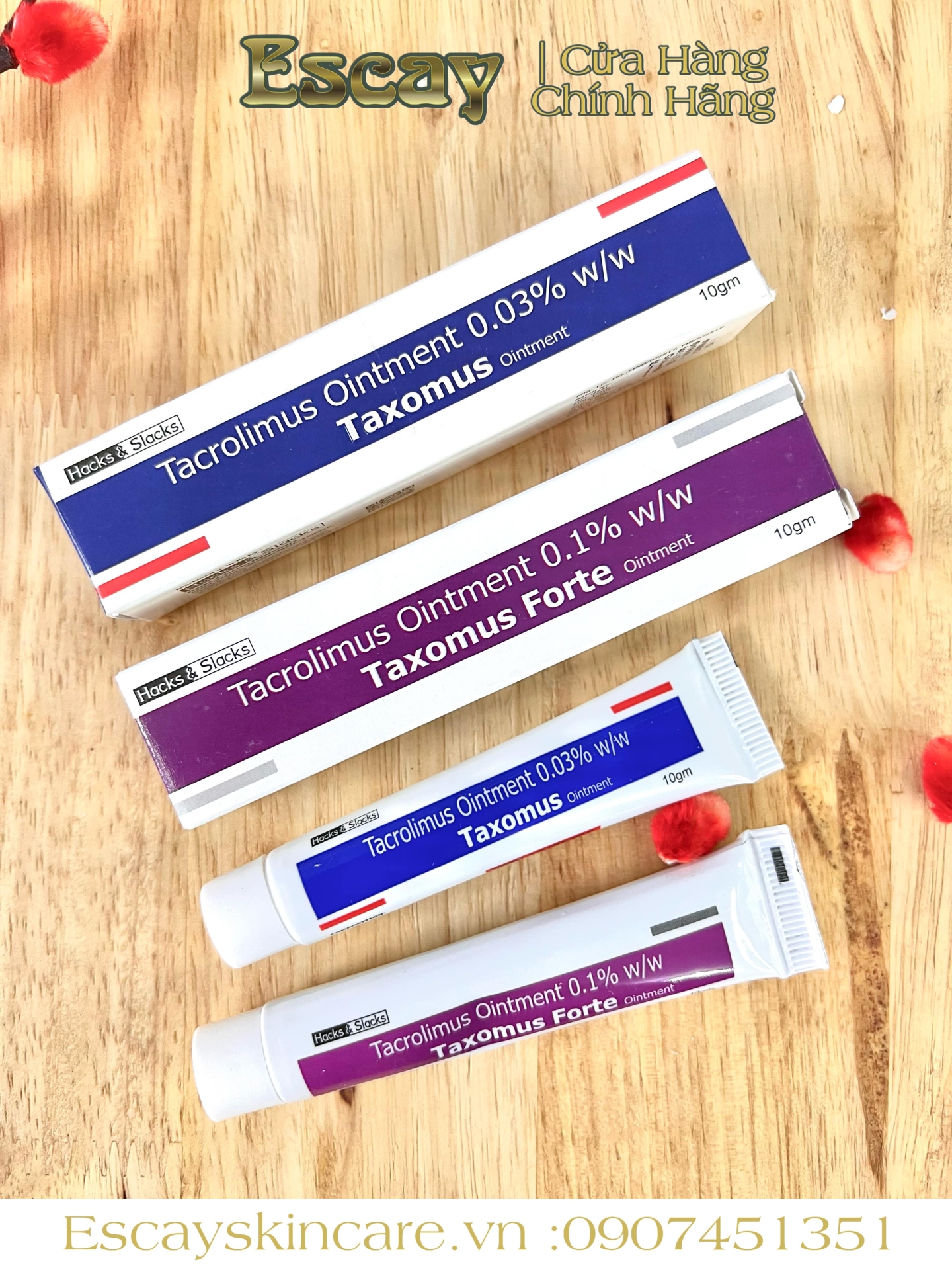 Taxomus Ointment 0,03%  - 0.1 %10g - kem bôi trị viêm da