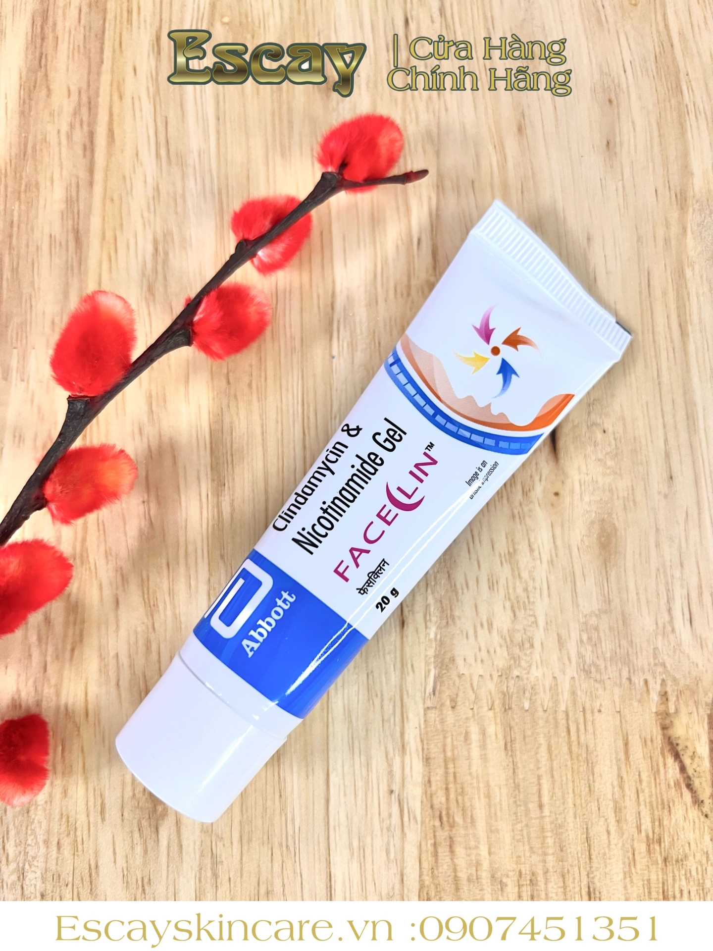Chấm mụn Faceclin gel (20g), giảm sạch mụn, kiềm dầu, mờ thâm - 4% niacinamide và clindamycin 1%