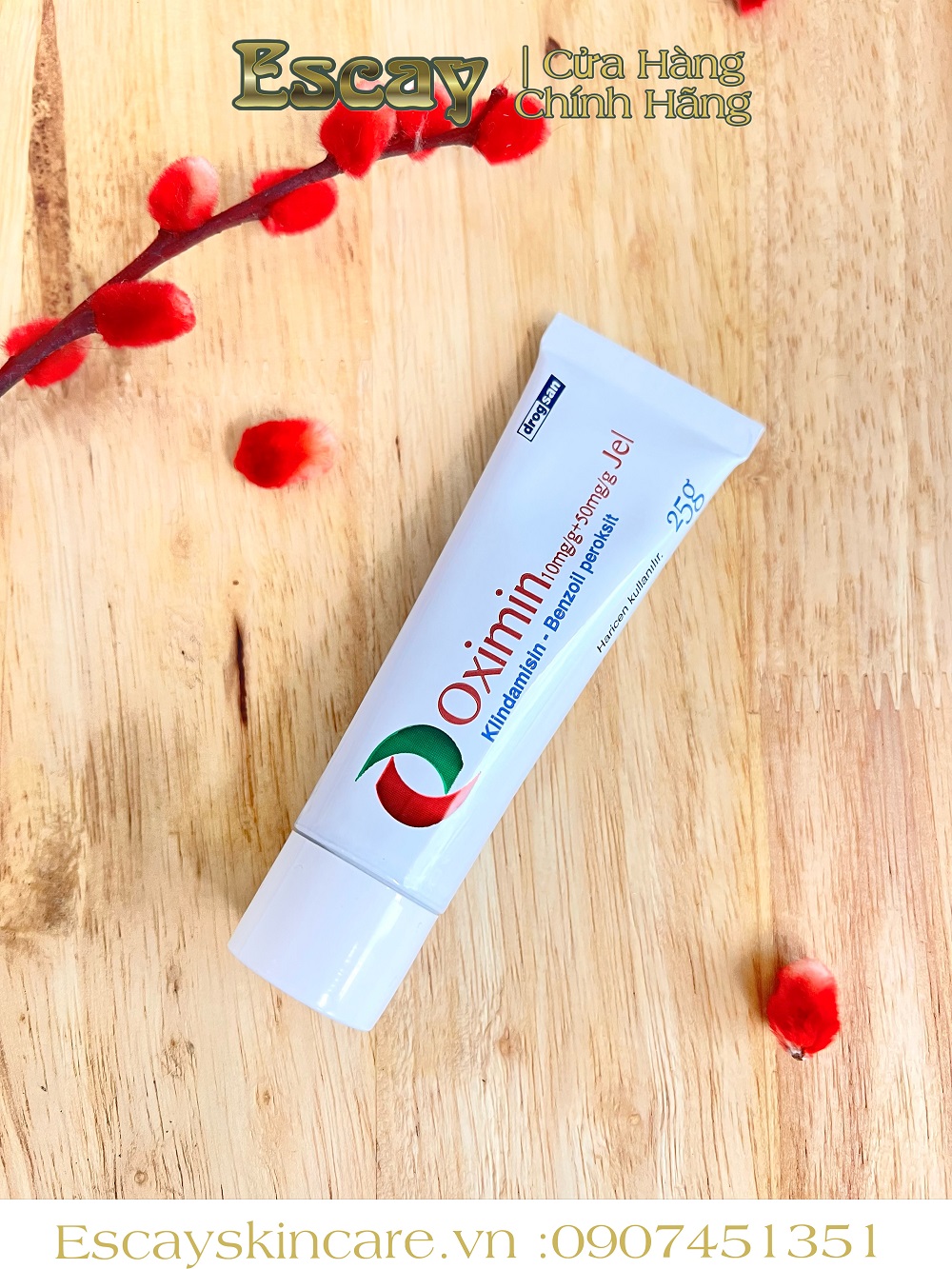 Oximin Jel 5% Benzoyl Peroxide + 1% clindamycin cho da mụn