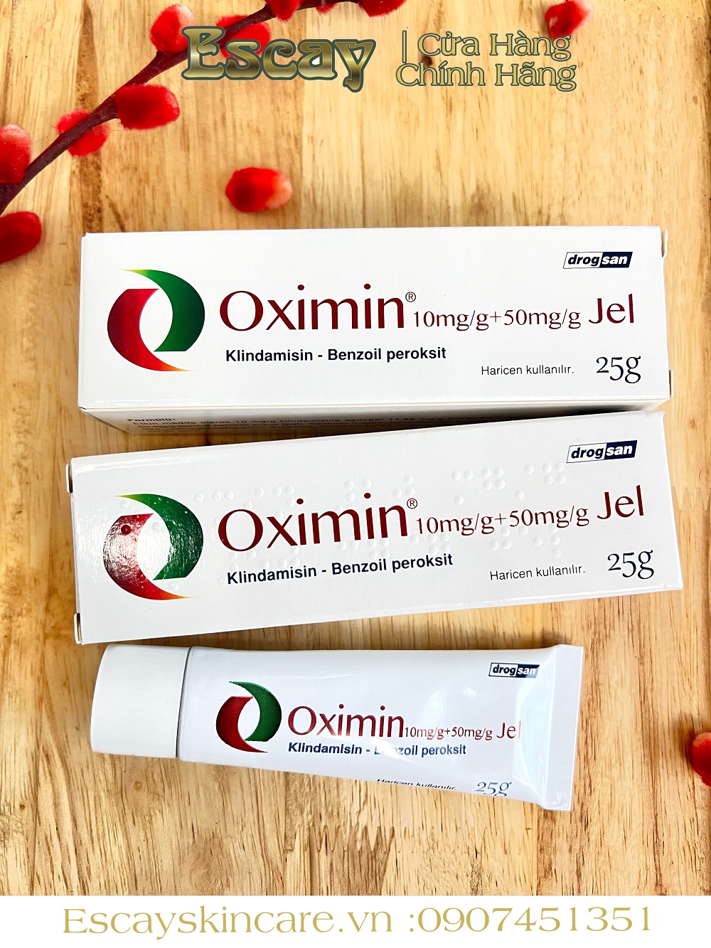 Oximin Jel 5% Benzoyl Peroxide + 1% clindamycin cho da mụn