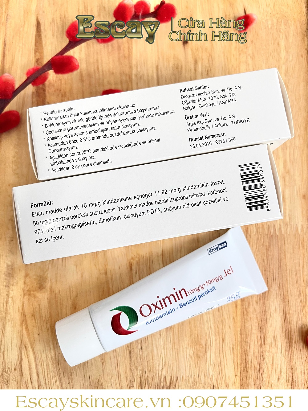 Oximin Jel 5% Benzoyl Peroxide + 1% clindamycin cho da mụn