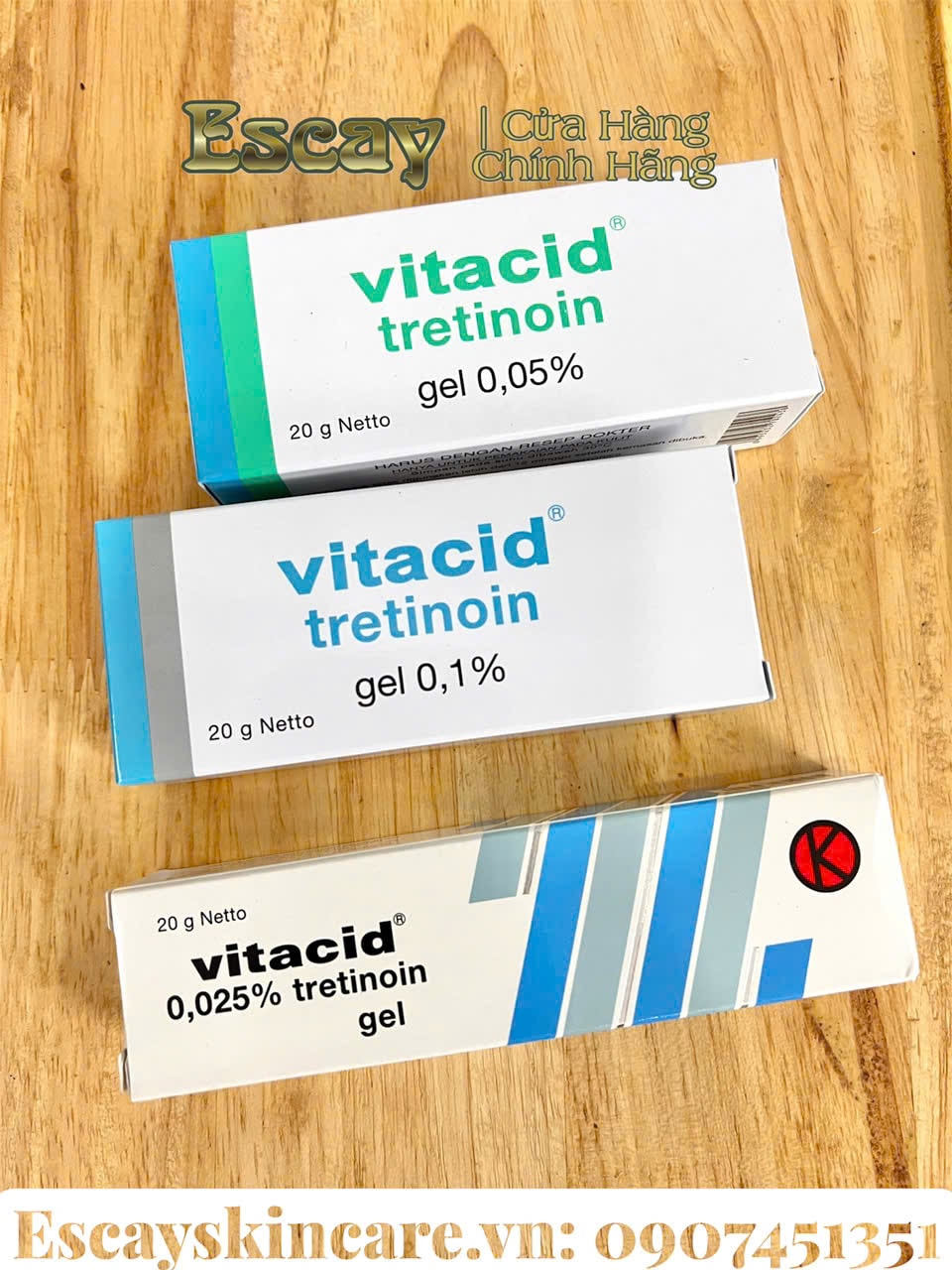 Vitacid tretinoin Gel trị mụn và chống lão hoá da chính hãng (Indonesia)