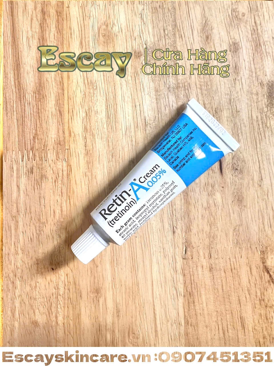 Retin-A Valeant Pharmaceuticals Tretinoin 0.05% Mỹ khắc cải thiện da giúp da trẻ hóa ( 20g )