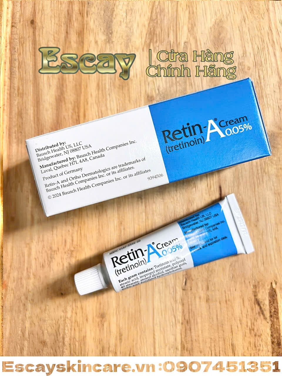 Retin-A Valeant Pharmaceuticals Tretinoin 0.05% Mỹ khắc cải thiện da giúp da trẻ hóa ( 20g )