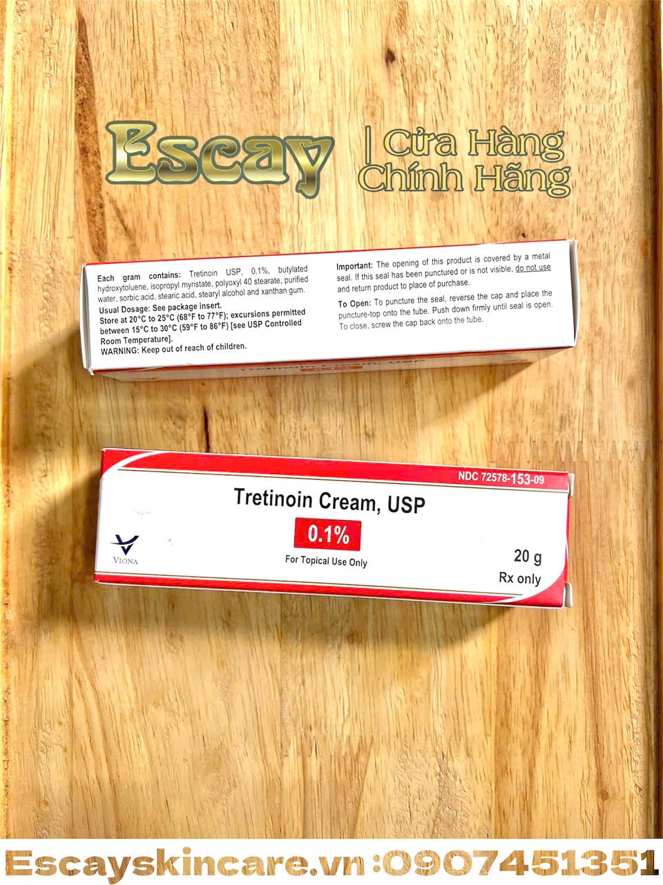 Viona Tretinoin USP 0.1% ( Mỹ ) cải thiện da chống lão hóa . giảm mụn kiểm soát dầu thu nhỏ lỗ chân lông