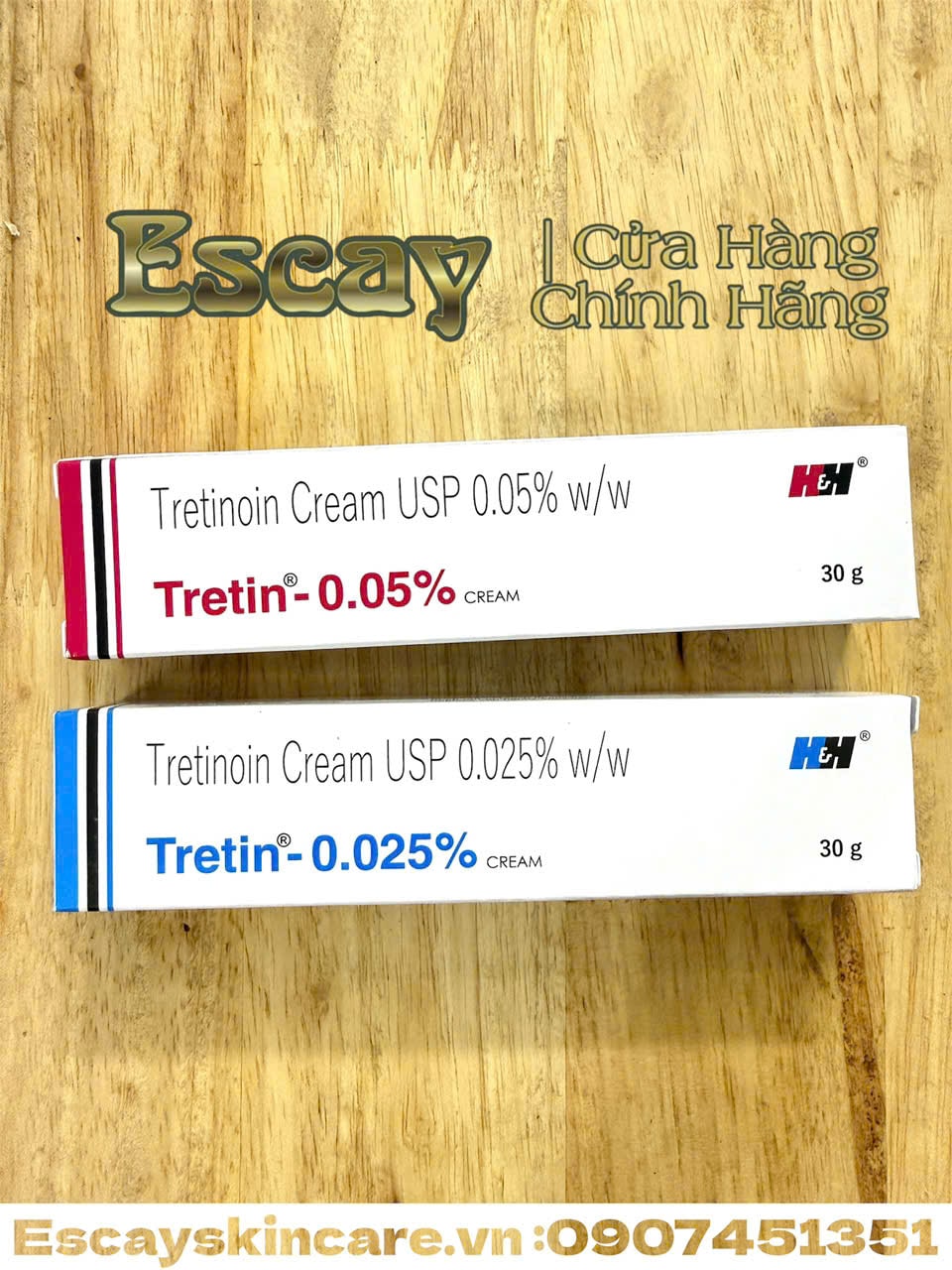 Tretin HH Tretinoin 0,025%, 0,05% Cream tái tạo tế bào da cải thiện vấn đề giúp da căng bóng 30g