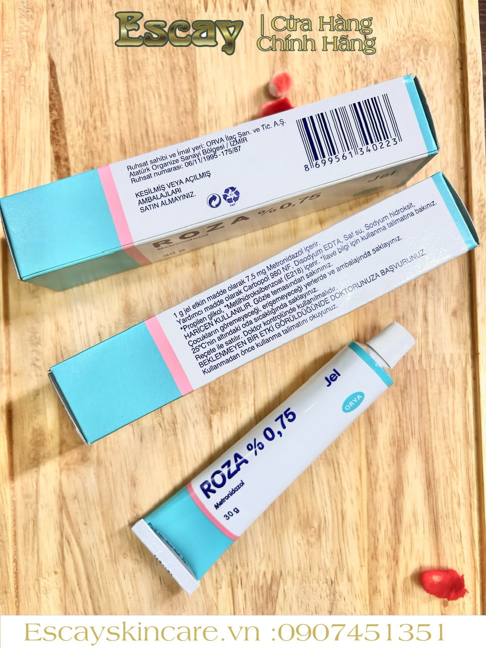 Roza 0.75% Jel Metronidazol 30g - Gel Trị Mụn