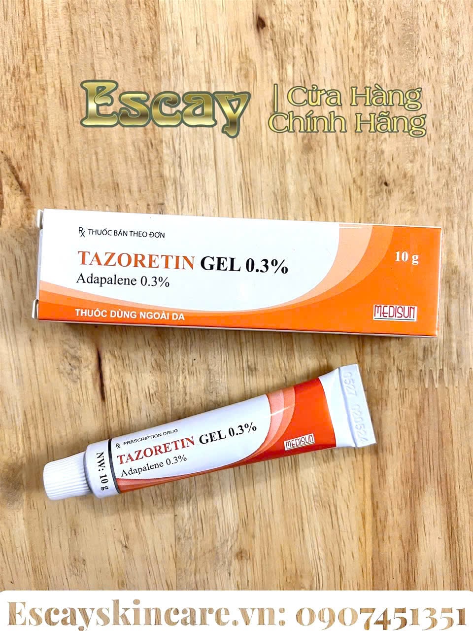 Tazoretin Adapalene 0.1 - 0.3 kem loại bỏ mụn