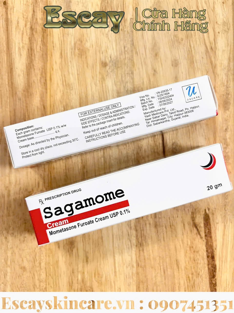 Sagamome 20mg kem bôi ngoài da trị viêm da dị ứng và vẩy nến