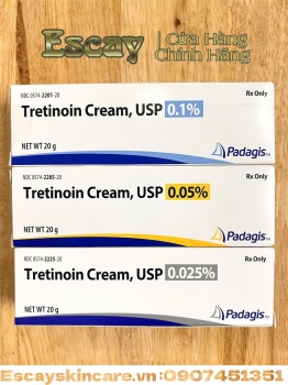 Tretinoin Padagis cream Mỹ 0.025% , 0.05% , 0.1% chống lão hóa giúp cải thiện da 20g